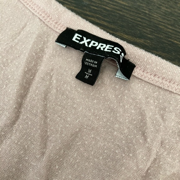 Express Dusty Rose Pink Lattice Shoulder Long Sleeve V-Neck Top Women's Size M - Picture 4 of 7